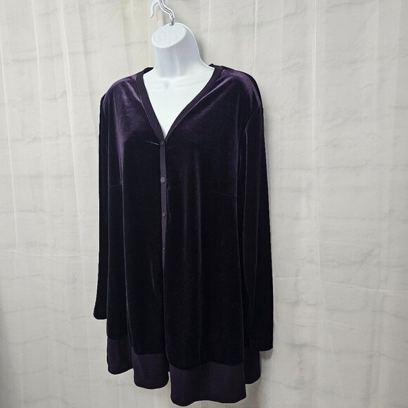 Vintage Venezia Purple Velour Cardigan Goth Dark Academia 14/16 - Picture 6 of 11